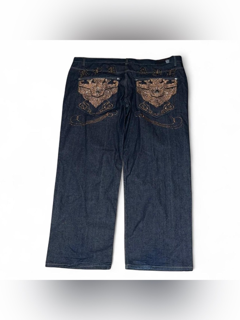 EXTREMELY RARE Vintage Red Ape Embroidered Baggy Jeans 48x34